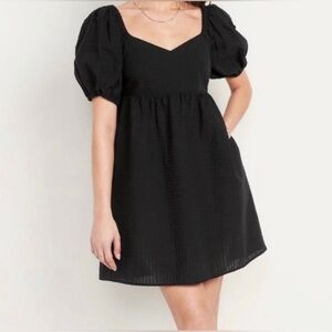 Fit and Flare Puff Sleeve Seersucker All Day Mini Dress NWT